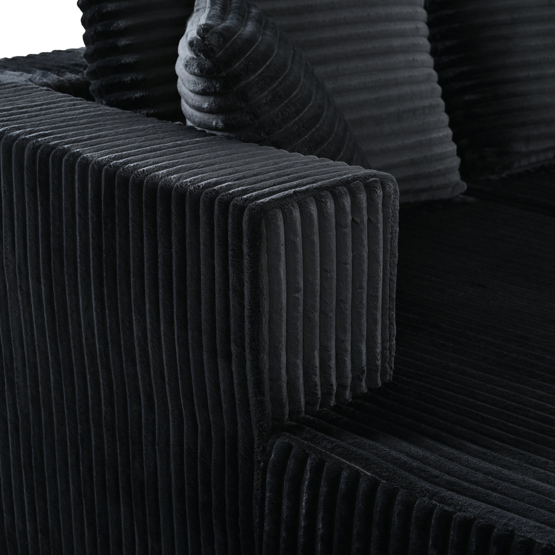 132.1 Inch Modular Sectional Sofa, U-Shaped Corduroy Sofa Couch with Double Chaise, Oversized Deep Seat Cloud Couch for Living Room, Apartment, Black image 12