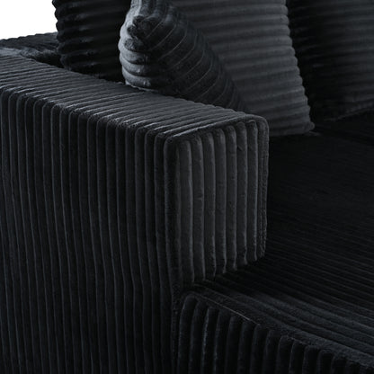 132.1 Inch Modular Sectional Sofa, U-Shaped Corduroy Sofa Couch with Double Chaise, Oversized Deep Seat Cloud Couch for Living Room, Apartment, Black image 12