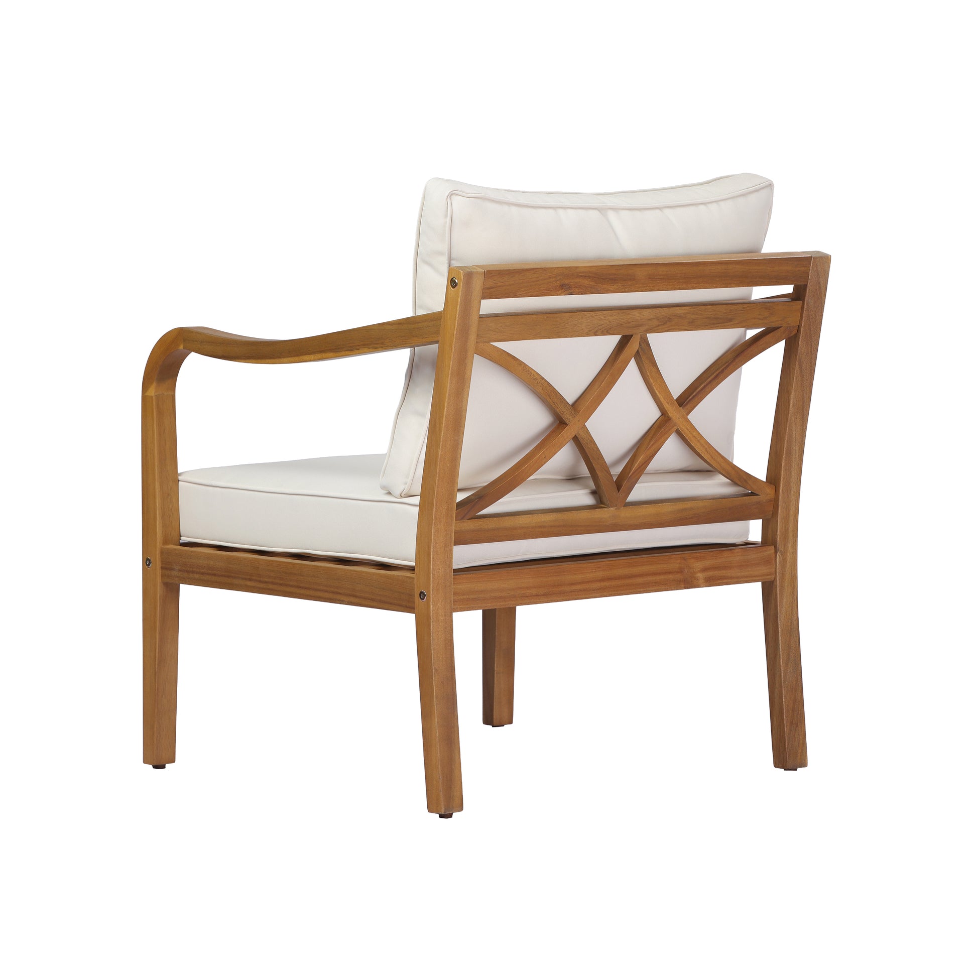 Acacia wood patio furniture club chair,24" deep seat design with soft cushion, suitable for porches,gardens,backyards,and balconies (Teak Finish+Beige Cushion). image 6