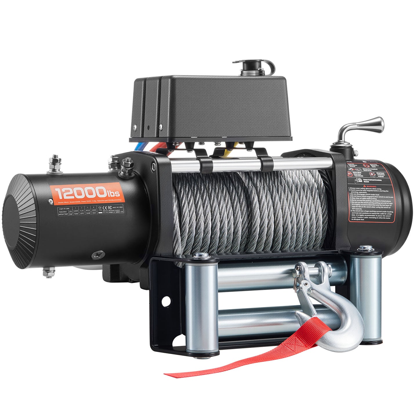 Electric Winch, 12000 lbs Load Capacity, 12V DC Truck Winch with Φ7/20 in x 85 ft Steel Rope, Wireless & Wired Remote Control, Suitable for Towing SUV Jeep Trailer Boat Off-Road Vehicle image 2
