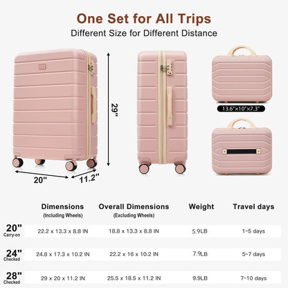 Travelpro Max 6-Piece Hardside Luggage Set with TSA Lock, 14/20/24/28 Inch Spinner Suitcase Set with Expandable Travel Duffel Bag & Waterproof Toiletry Kit, Adjustable Handle (pink) image 7