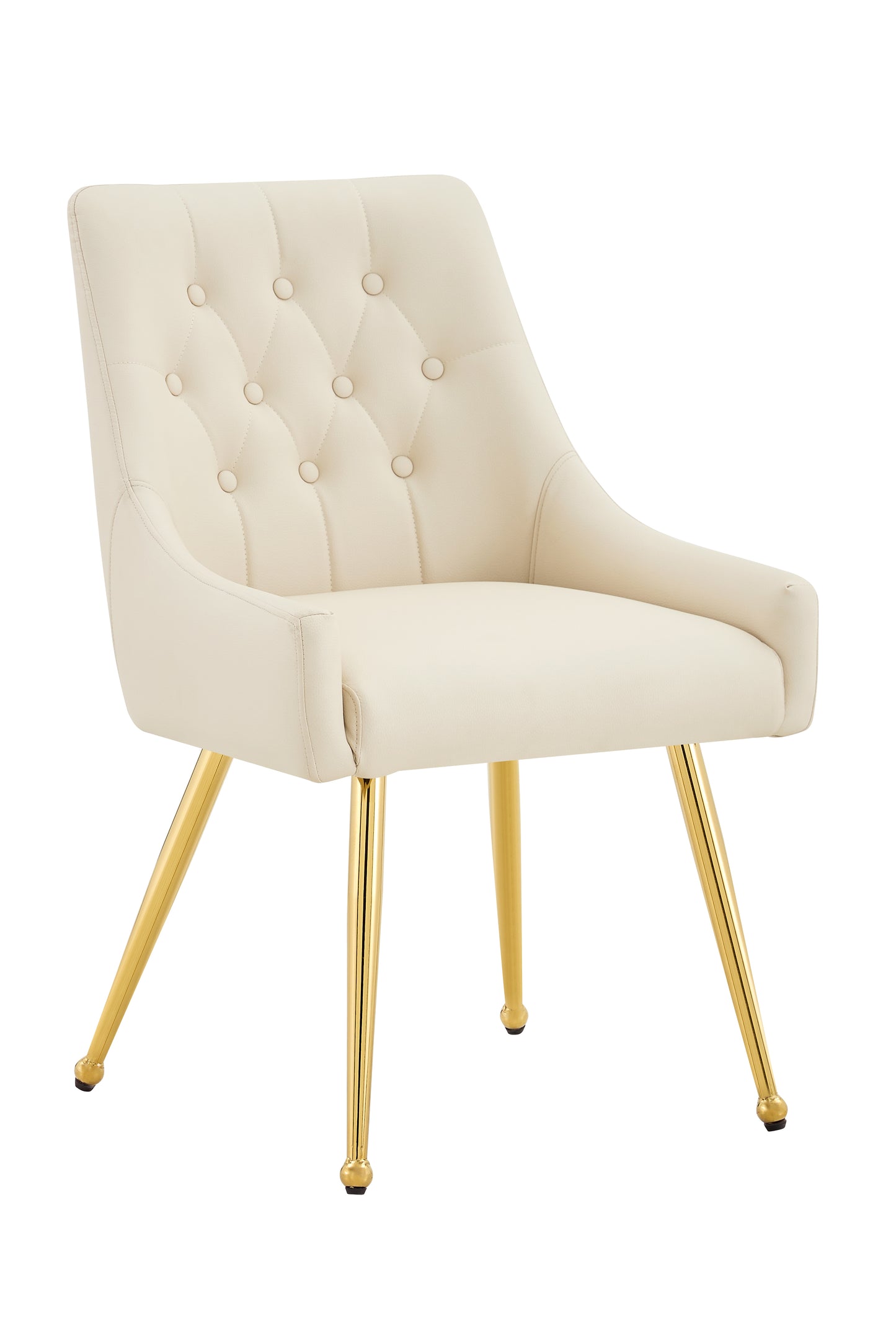 Leather Upholstered Modern Dining Chair with Diamond Tufted Button Back - Dining Room Negotiation Room Cafe Office Accent Chair (Off White, Set of 2) image 8