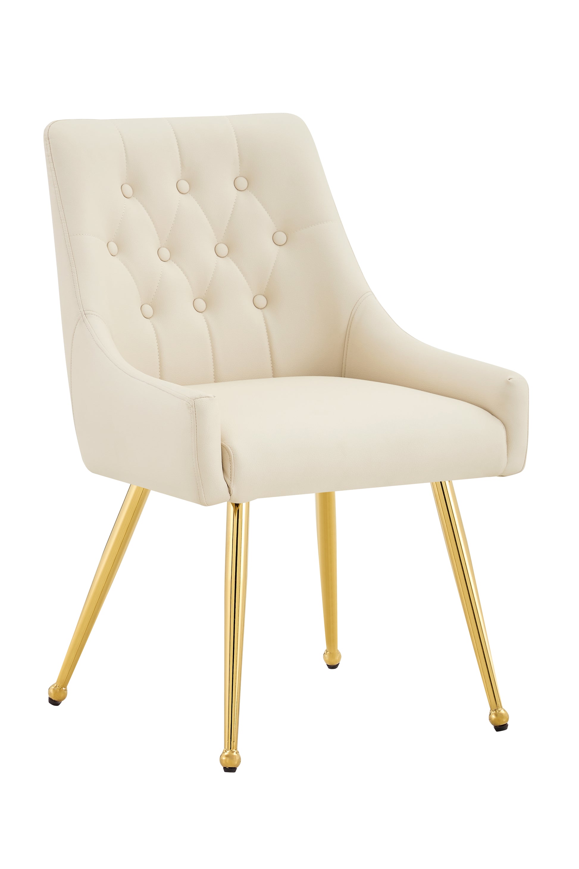 Leather Upholstered Modern Dining Chair with Diamond Tufted Button Back - Dining Room Negotiation Room Cafe Office Accent Chair (Off White, Set of 2) image 8
