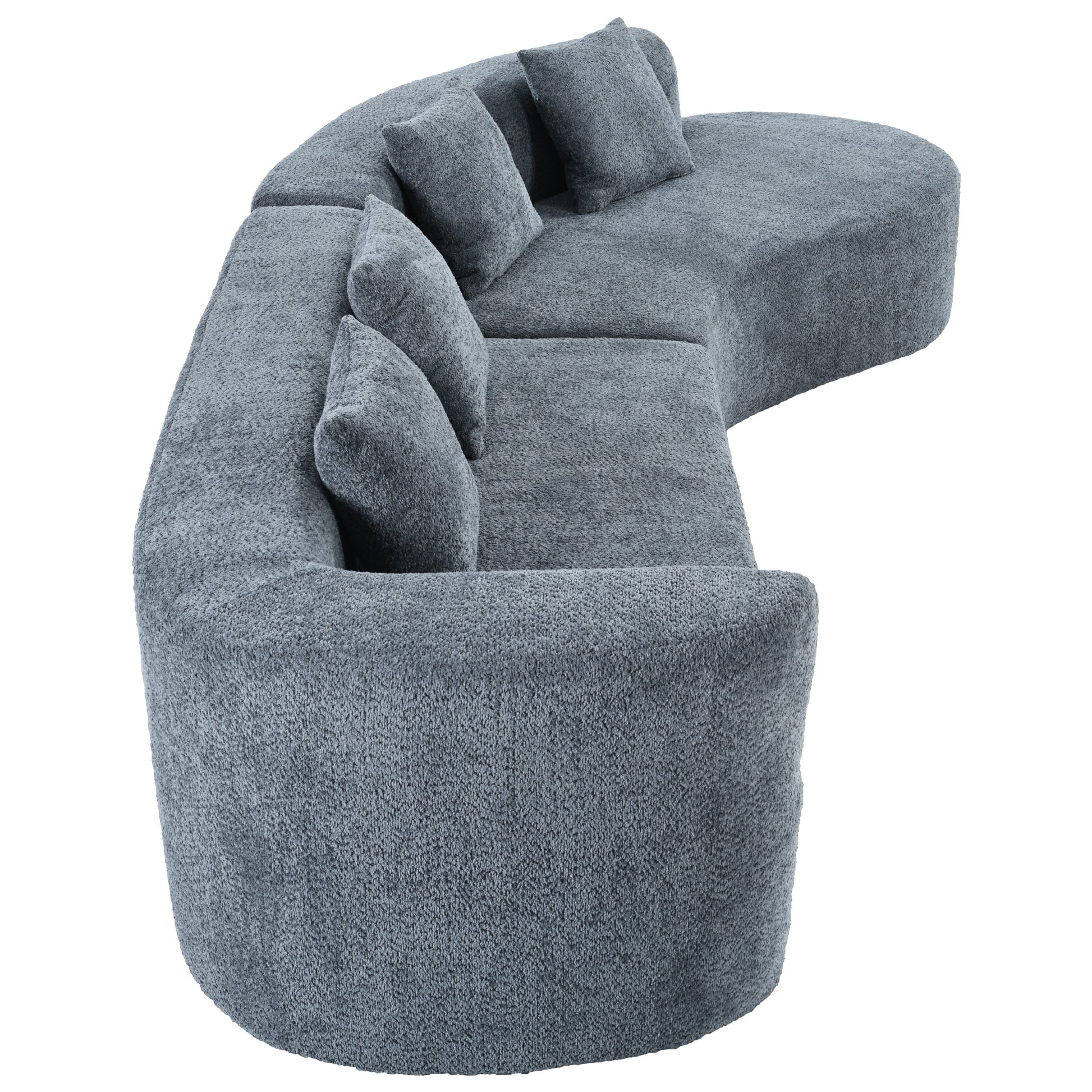 U_Style 132" Modern Sectional Sofa with Curved Design, 2-Piece Chenille Modular Couch with 4 Pillows, Plush Sponge & Spring Cushion, Large Sponge Modular Sofa for Living Room image 7