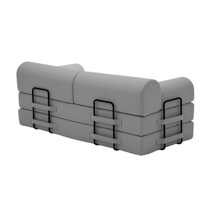 Convertible Sleeper Sofa Bed,Corduroy Folding Mattress Couch with Fixed-Shape Frame, Floor Sofa Lounge Couch for Living Room Bedroom(Light Gray) image 5