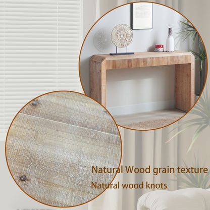 Rustic Wooden Console Table with Drawer – Minimalist Design, Ribbed Texture, and Natural Finish image 11