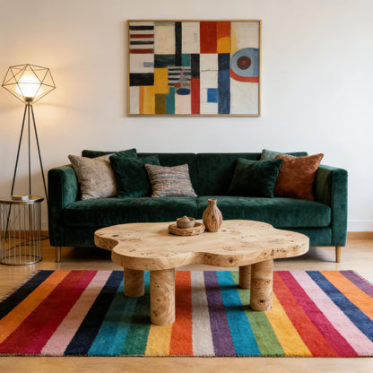 40'' Burl Cloud Coffee Table with 4 Round Legs, Low Profile Modern Coffee Table, Unique Irregular Center Table for Living Room, Apartment, Natural Color image 12