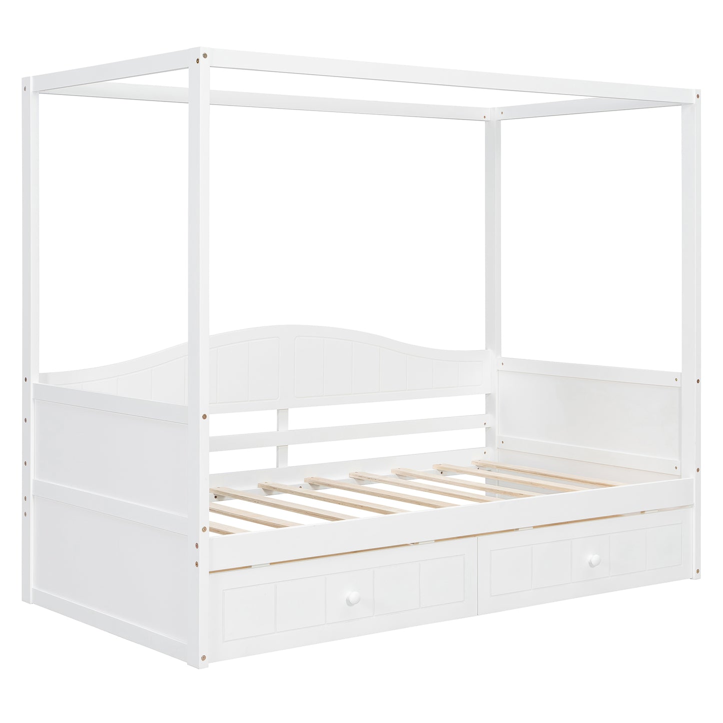 Twin Size Canopy Day Bed with 2 Drawers, White(Old SKU: N708P373435K) image 7