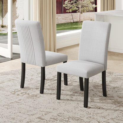Modern Dining Room Chairs Set of 4, Accent Diner Chairs Upholstered Fabric Side Stylish Kitchen Chairs with Solid Wood Legs and Padded Seat - Beige image 3
