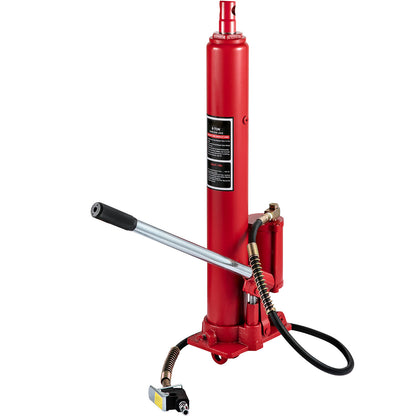 Hydraulic/Pneumatic Long Ram Jack, 8 Tons/17363 lbs Capacity, with Single Piston Pump and Clevis Base, Manual Cherry Picker w/Handle, for Garage/Shop Cranes, Engine Lift Hoist, Red image 5
