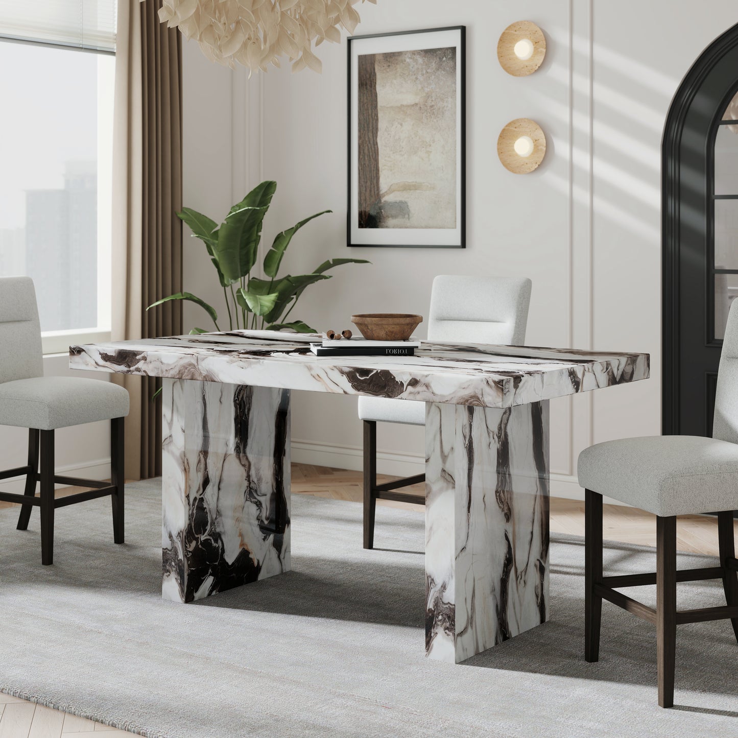 Cavira Modern Faux Marble Counter Height Dining Table image 1