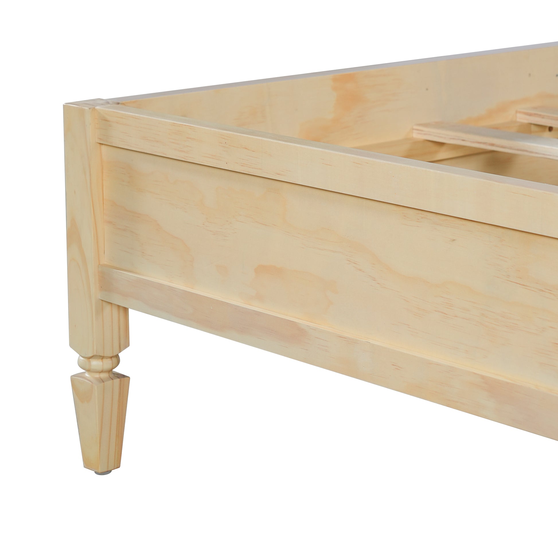 Queen Size Wood Platform Bed Frame with Classic Panel Headboard, Wooden Slats Support, No Box Spring Needed, Easy Assembly, Natural image 11