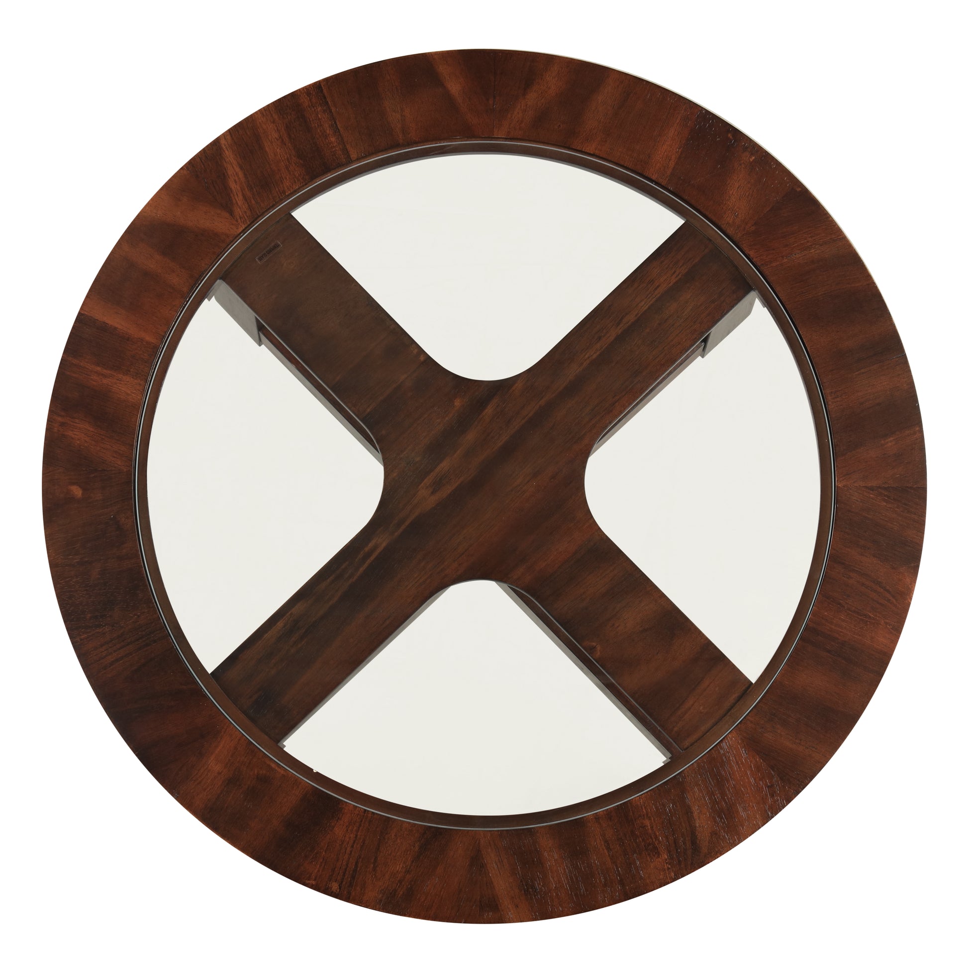 Cylina Solid Wood Glass Top Round Table Set, Coffee Table with 4 Stools image 5