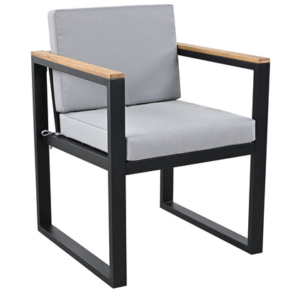 7 Pieces Outdoor Dining Set Patio Dining Table and Chair Set with and Removable Cushions for Patio, Backyard, Garden, Grey image 2