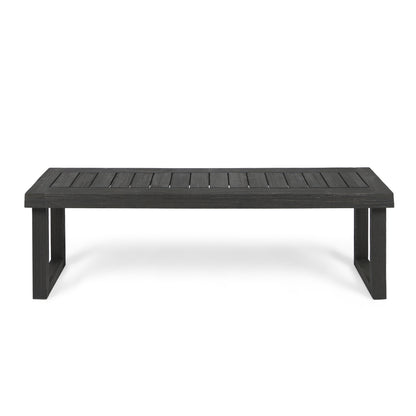 Outdoor Acacia Wood Dining Bench,Dark Grey image 2