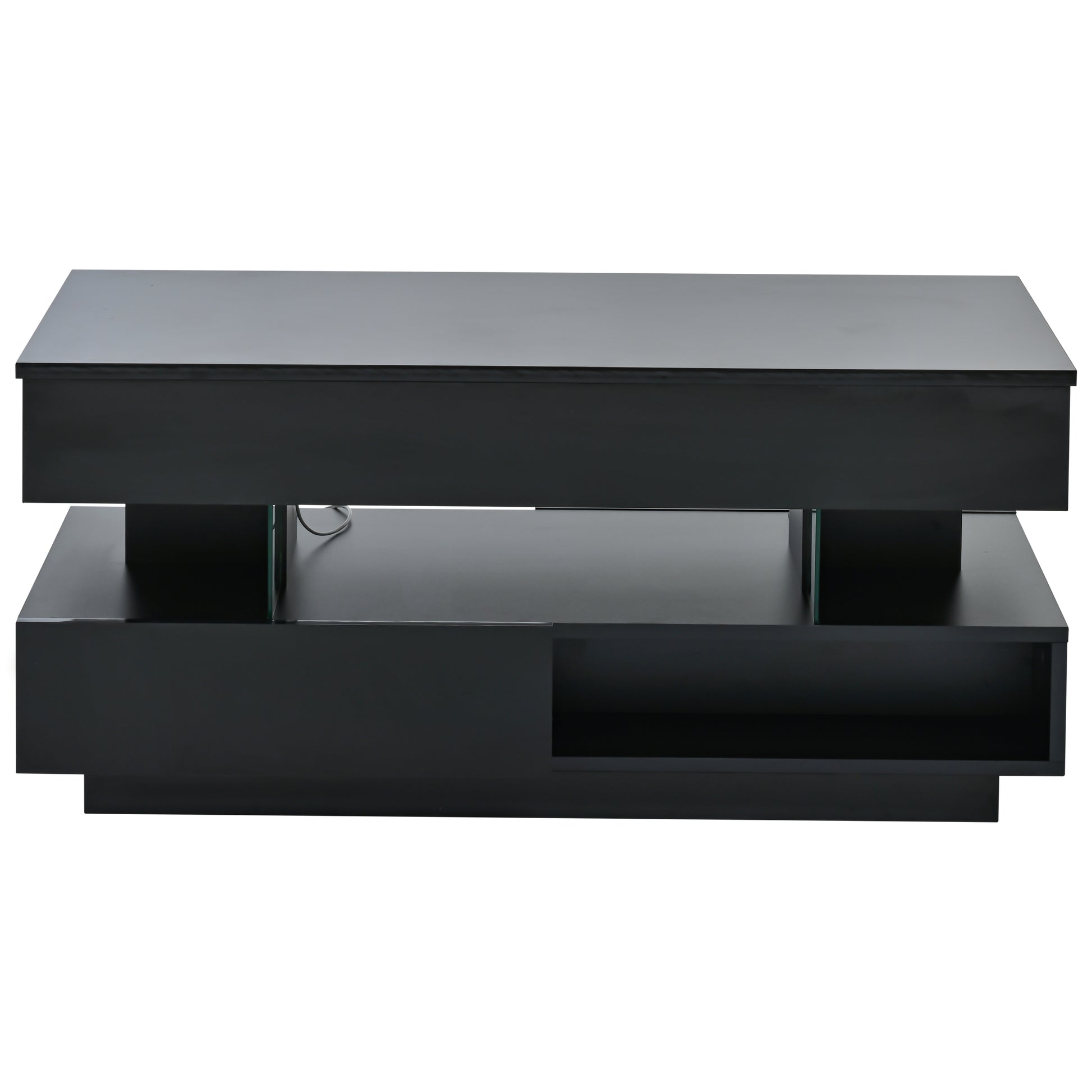 39.3" Lift Top Coffee Table with Hidden Compartment, 2 Storage Drawers and Ajustable LED Lights,Modern Multifunction Coffee Tables for Living Room, Bedroom,Office(Black) image 4