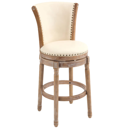 Cow top Leather Wooden Bar Stools, 360 Degree Swivel Bar Chair with Backs,Bar height Couner Height Barstools for Home Kitchen Dining Room and Bar Room(beige 1pc) image 2