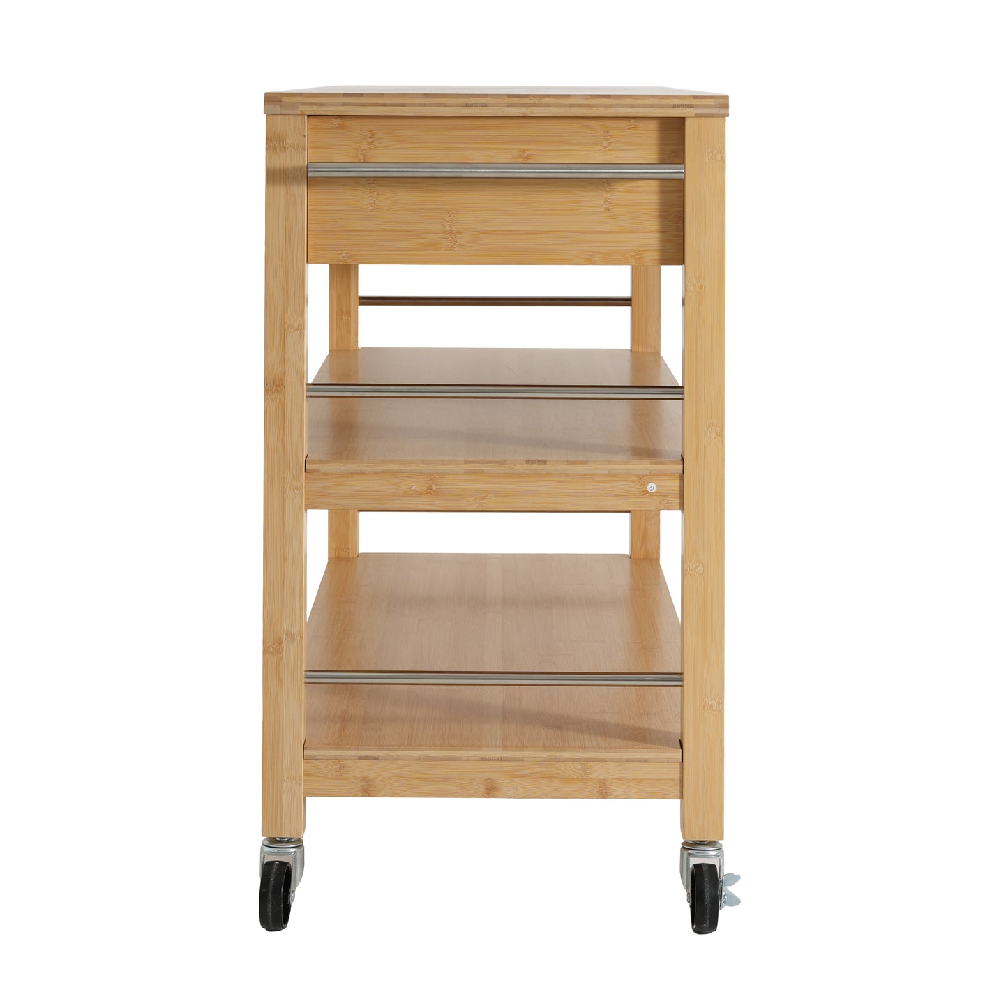 Indoor Multifunctional Natural Bamboo Bar Cart with Locking Wheels, Drawers, and Open Shelves - Ideal for Kitchen, Dining, and Entertaining image 10