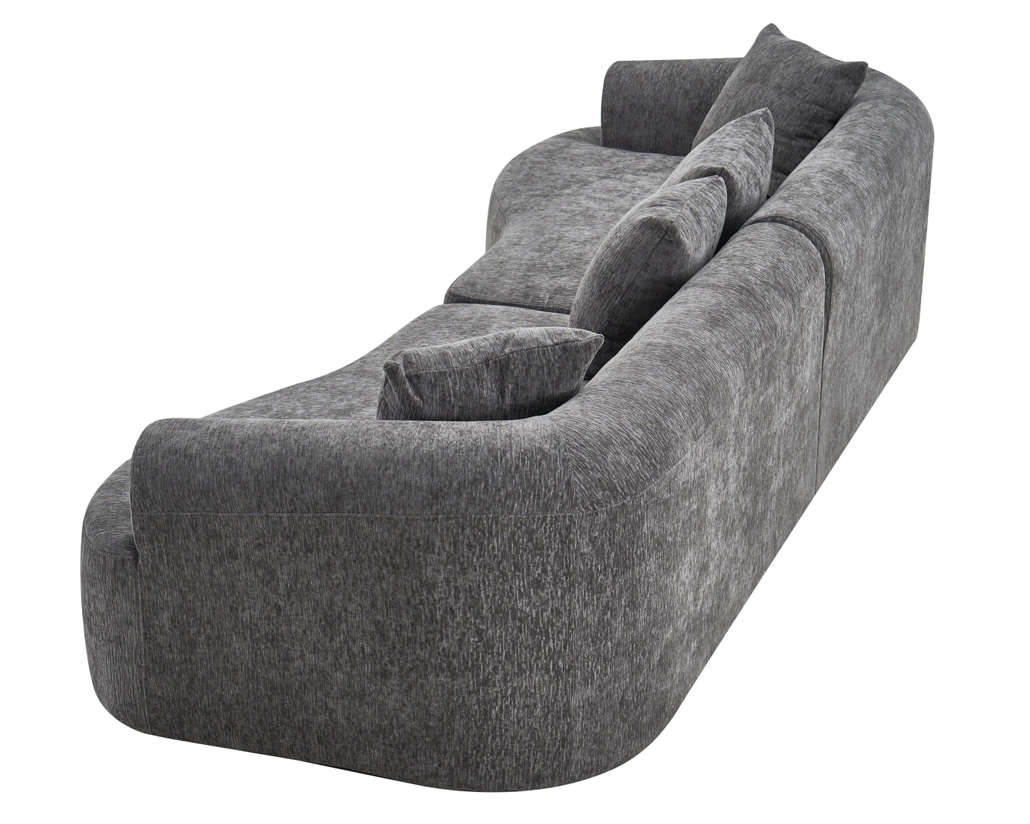 Curved Boneless Sofa,Compression Modular 108'' Sectional,Grey High-Density,Couches Sleeper for Living Room Bedroom Apartment Lounge,Chenille image 12