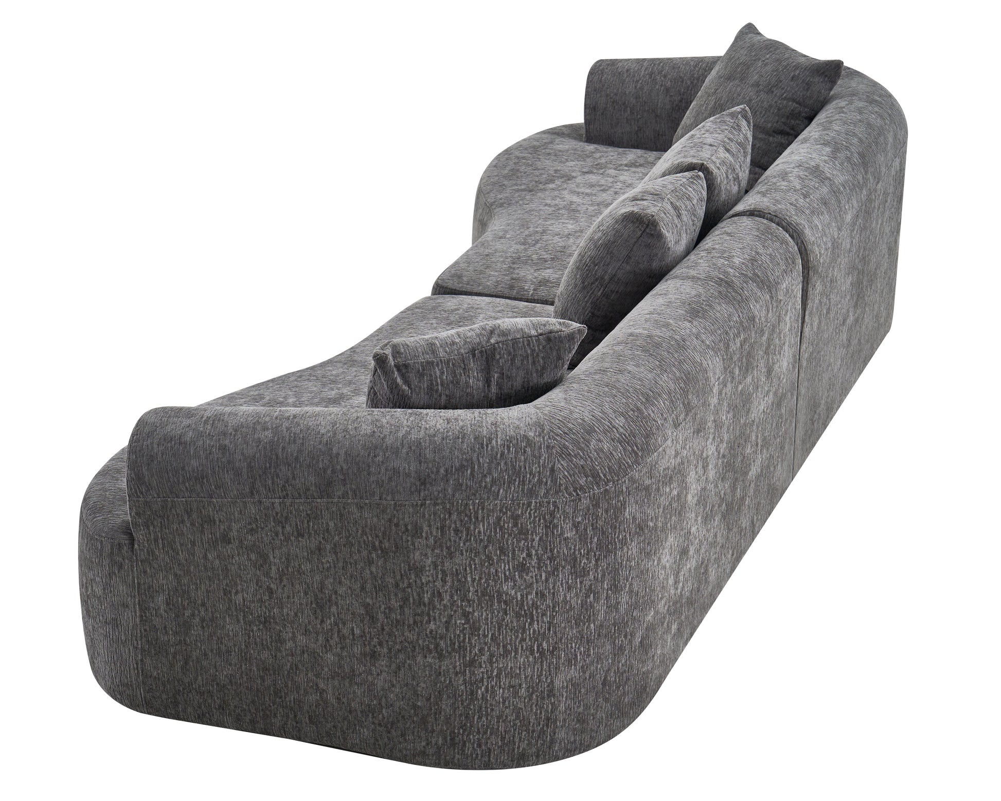 Curved Boneless Sofa,Compression Modular 108'' Sectional,Grey High-Density,Couches Sleeper for Living Room Bedroom Apartment Lounge,Chenille image 12