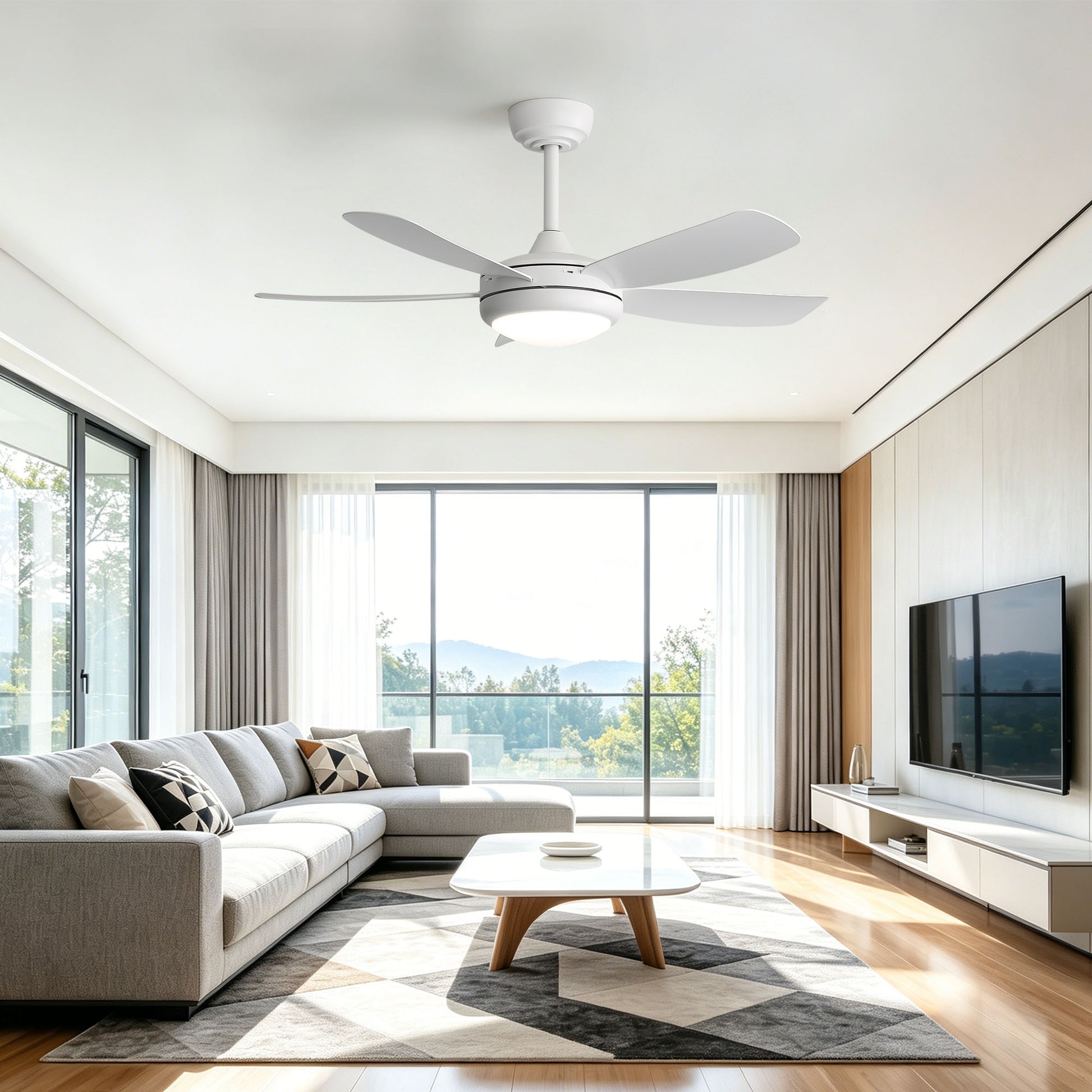 42 inch Ceiling Fans with Lights, Quiet DC Motor, Screw-Free for Blade Installation Reversible Ceiling Fan with Remote Control for Bedroom/Living Room-White image 8