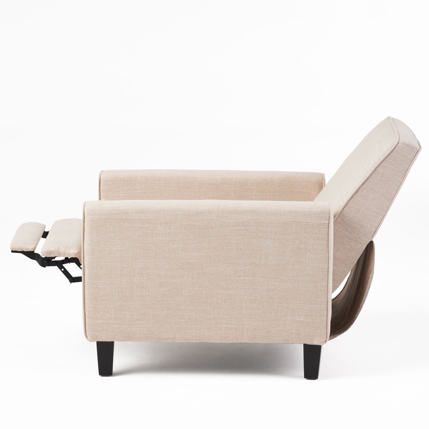 27.5" Push Back Recliner Chair Upholstered Recliner Armchair with Solid Beech Wood Legs for Living Room and Bedroom(Old SKU:52422.00FLBEI), Light Beige image 11
