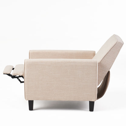 27.5" Push Back Recliner Chair Upholstered Recliner Armchair with Solid Beech Wood Legs for Living Room and Bedroom(Old SKU:52422.00FLBEI), Light Beige image 11