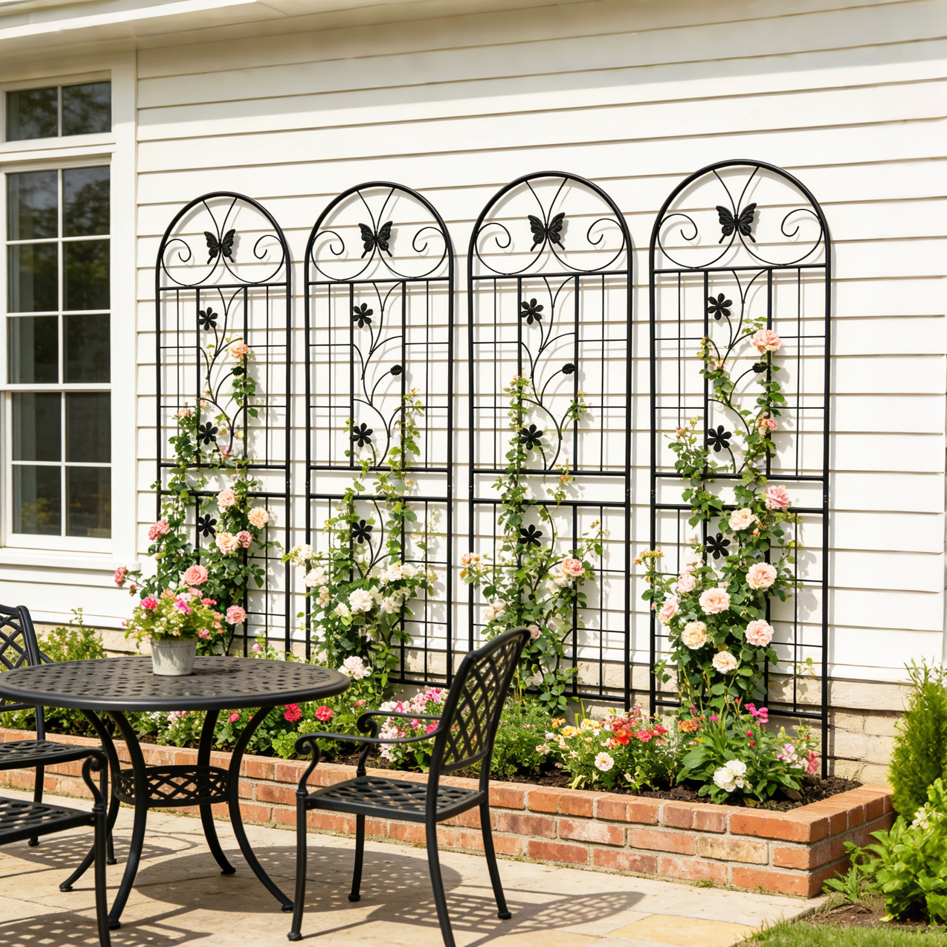 4 Pack Metal Garden Trellis 71" x 19.7" Rustproof Trellis for Climbing Plants Outdoor Flower Support Black image 3