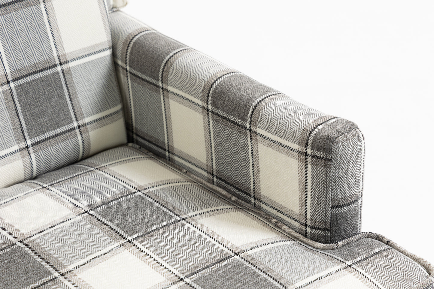 Upholstered Accent Chair, Vintage Armchair with Grey Linen Fabric and Nailhead Trim for Living Room image 5