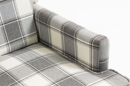 Upholstered Accent Chair, Vintage Armchair with Grey Linen Fabric and Nailhead Trim for Living Room image 5