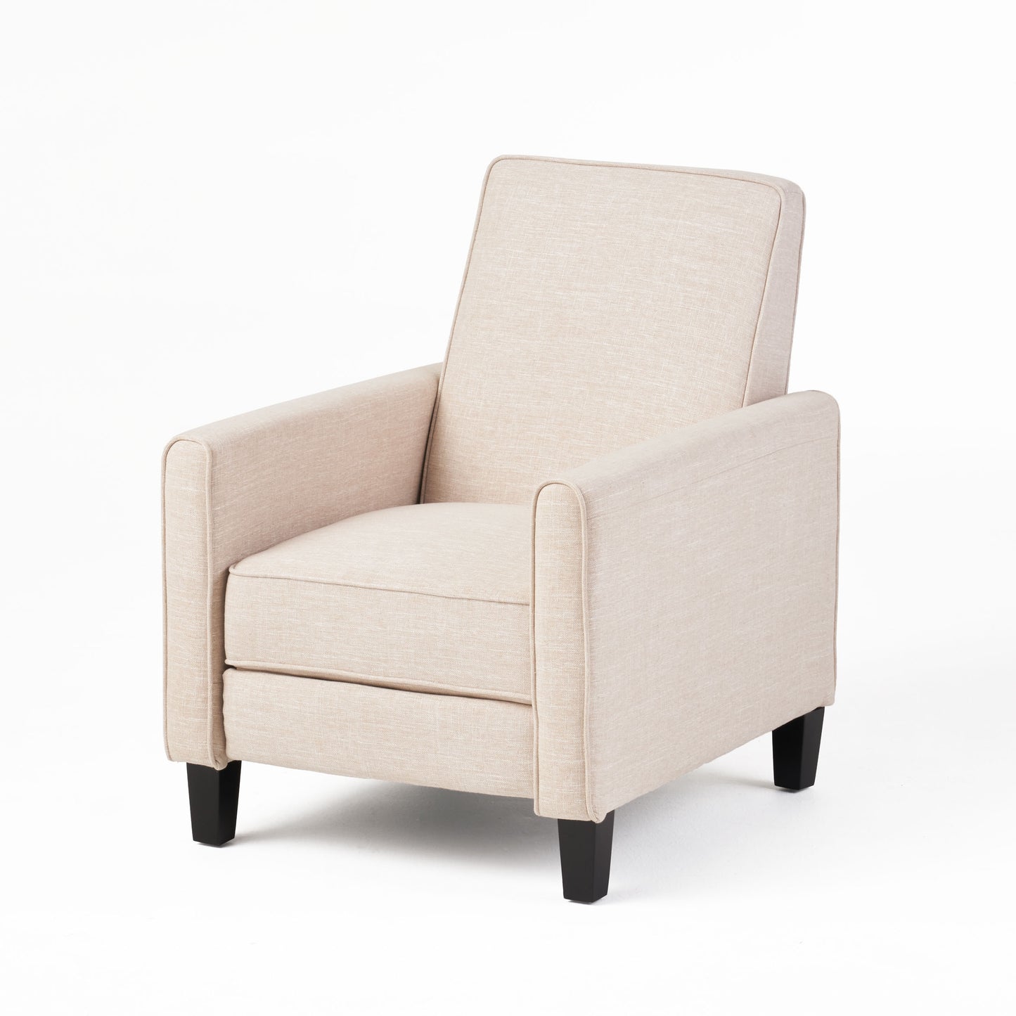 27.5" Push Back Recliner Chair Upholstered Recliner Armchair with Solid Beech Wood Legs for Living Room and Bedroom(Old SKU:52422.00FLBEI), Light Beige image 8