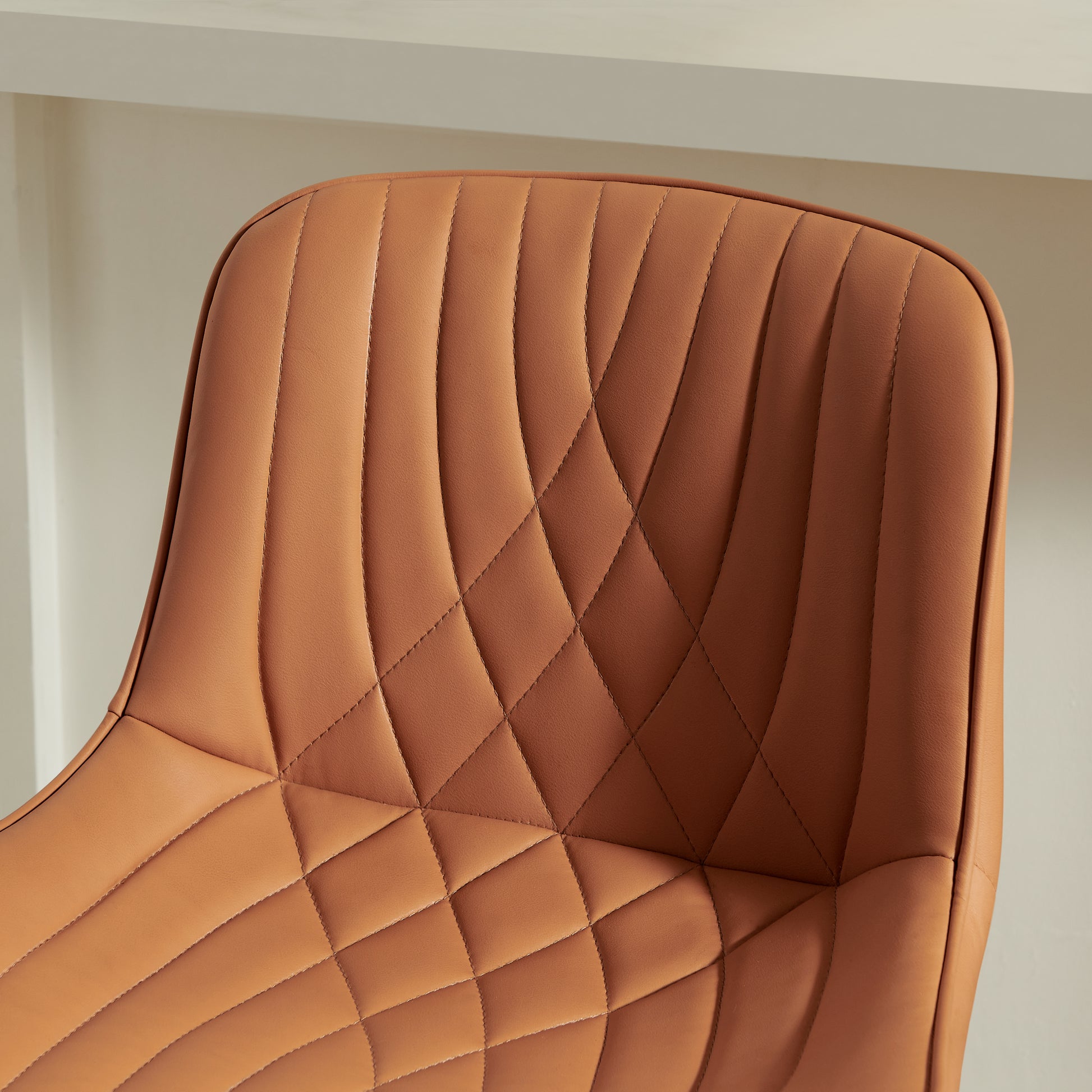 Kovyn Contemporary Adjustable Barstool with Faux Leather Swivel Seats, Set of 2, Camel image 5