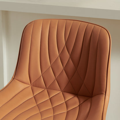Kovyn Contemporary Adjustable Barstool with Faux Leather Swivel Seats, Set of 2, Camel image 5