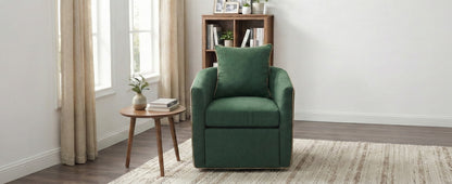Swivel Accent Chair Upholstered Club Chair Barrel Sofa Chair for Living Room, Reading Corner, and Small Spaces, Green image 2