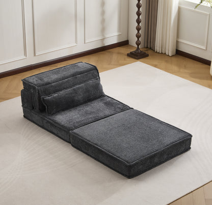 Compression Mahjong Sofa,Convertible Floor Sofa Bed,DIY Boneless Modular Sectional Sofa,No Assembly Required,Circle fleece fabric,Oversized Single Sofa with 1 Pillow,Dark Grey image 10