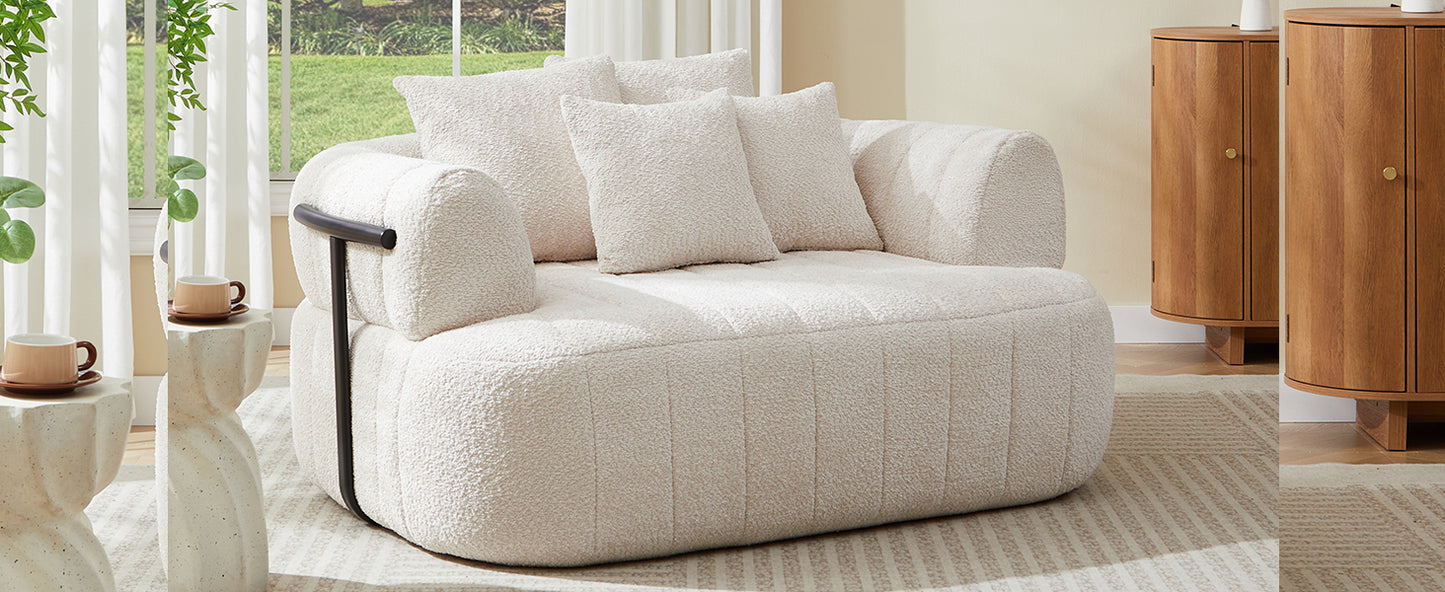 64" Oversized Boneless Chair Chaise Lounge Indoor with Metal Support, Upholstered Boucle Deep Seat Single Cloud Sofa Chair, Cozy Comfy Sofa Bed for Living Room & Bedroom image 4