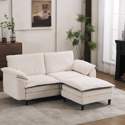 70.87" Black & White Two-Tone L Shaped Cloud Sofa, Modular Sectional with Ottoman, 2-Seat Chenille Deep Seat and Pillow – Perfect for Living Room, Bedroom, Apartment image 1
