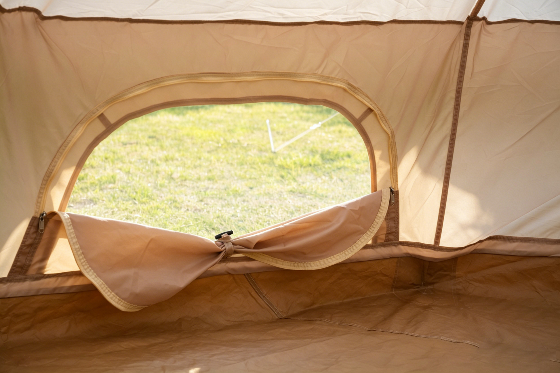 Oxford Bell Tent for Family Camping - Spacious 9.8ft Yurt with Stove Jack, Large Glamping Tents for 3-4 People, 4 Season Oxford Hot Tent Shelter Beige image 2