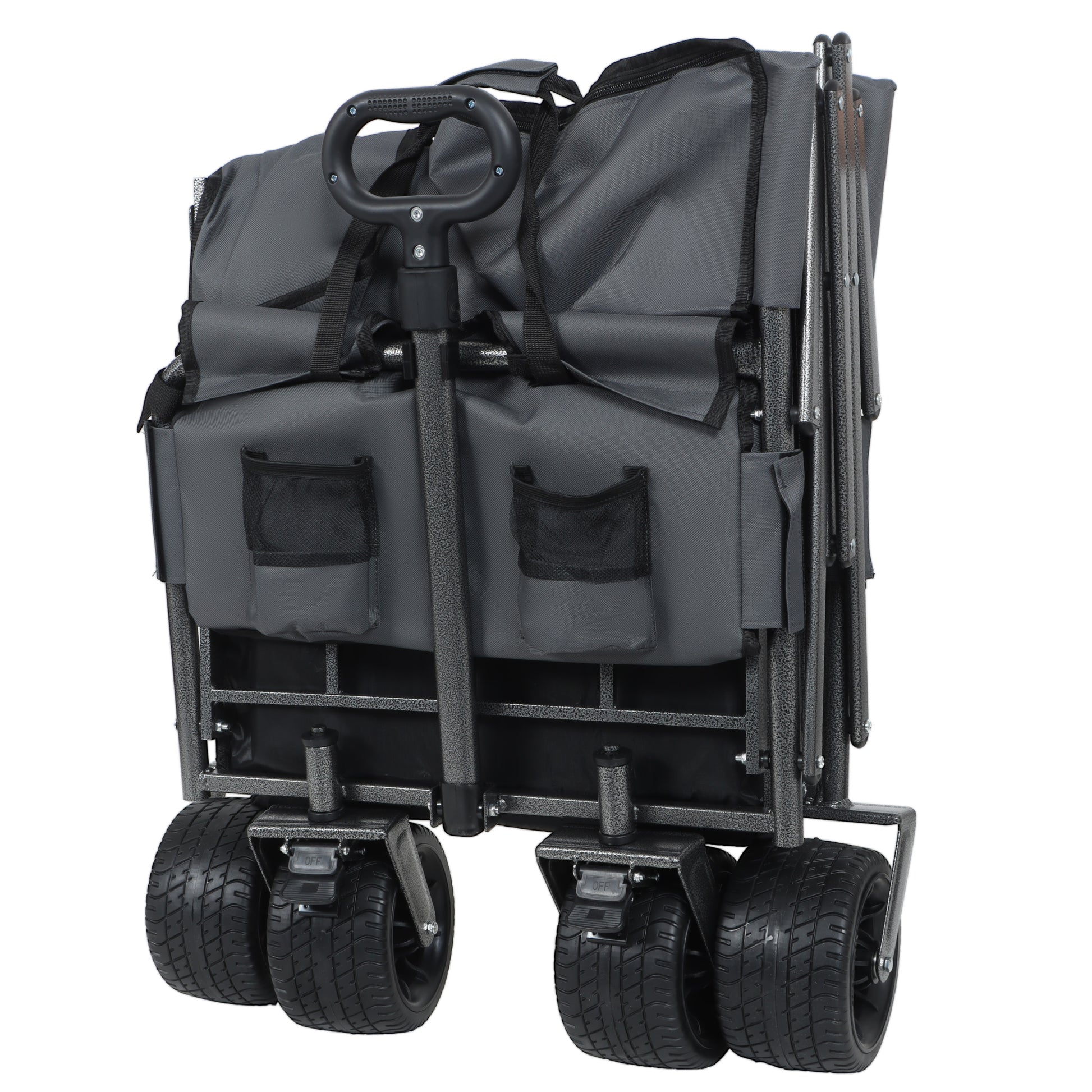 3-in-1 Folding Wagon Cart with Bench Seat & Storage patent protection - Includes 1 ice pack, 500lbs Heavy-Duty Utility Wagon, 180L Capacity All-Terrain Wheels for Camping, Beach, Sports, Garden, gray image 5