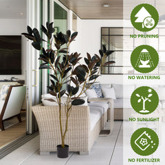 Simulated Purple Black plant pot indoor living room home decoration iron tree leaves tree bonsai home decoration two-color 180cm 1pcs/set