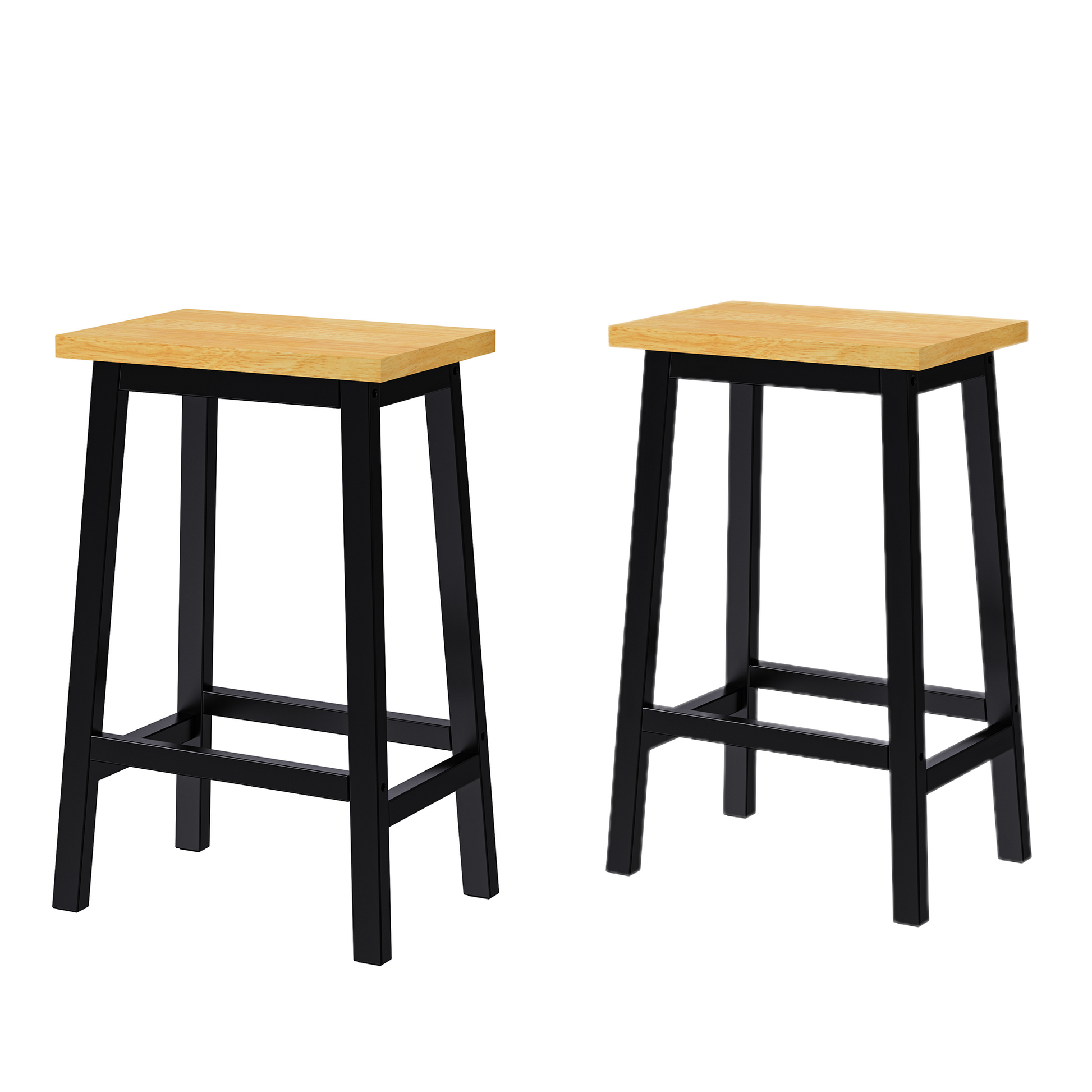 K&K Solid Wood Bar Stools (Not Cheap Iron), 25.6" Tall Set of 2 Bar Chairs, Kitchen Counter Stools with Footrests, Farmhouse Stools for Dining Room, Kitchen, Counter, Black image 2