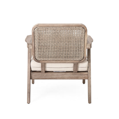 Outdoor Acacia Wood Patio Club Chair, Patio Furniture,Waterproof Thick Cushion Deep Seating for Porch, Garden, Backyard, Balcony, Weight Capacity 400lbs, Light Brown finish, Cream cushion image 10