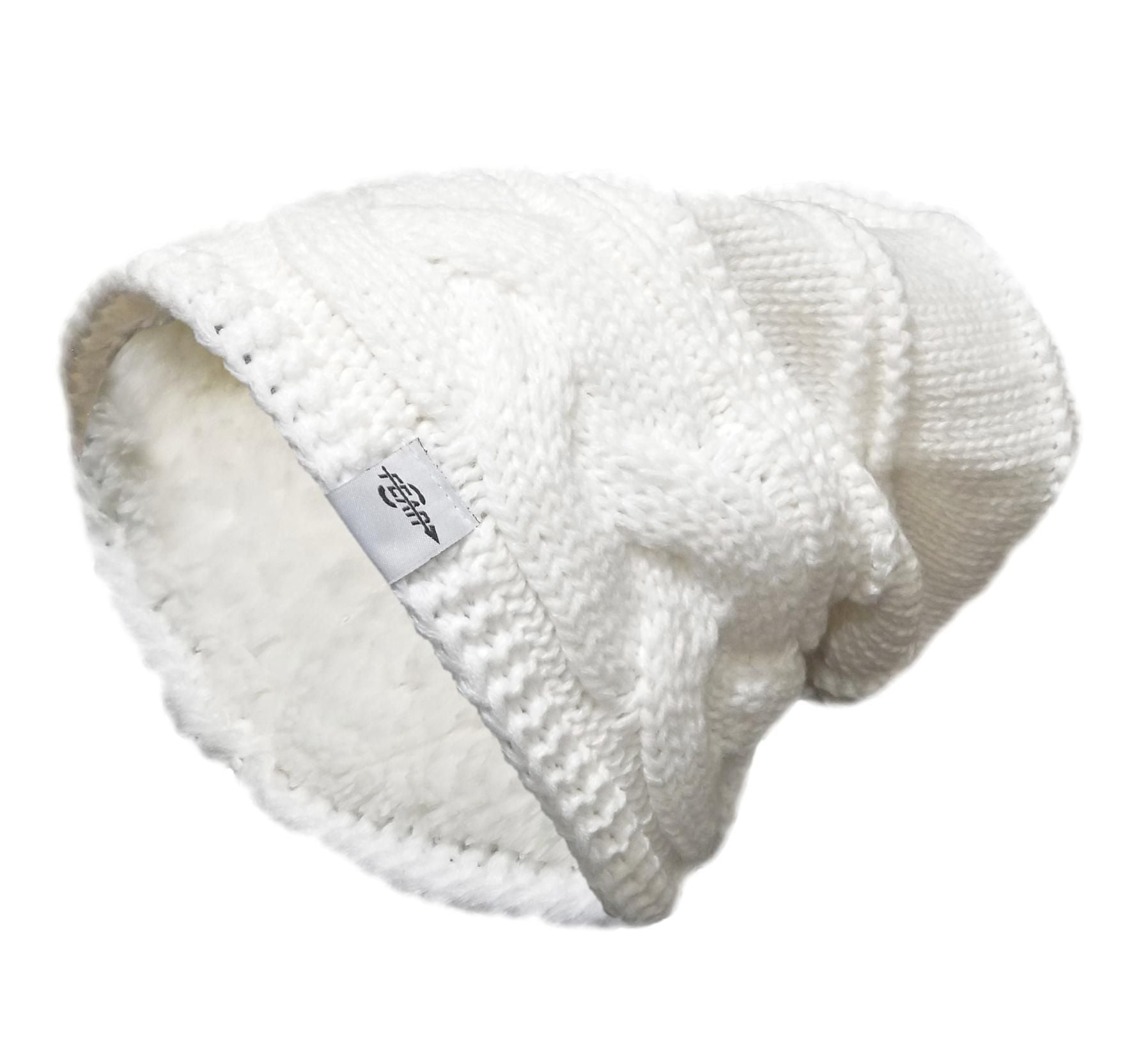 Fear0 NJ Warmest Fleece Insulated Lining Knit Cable Slouch Baggy Beanie Hat Women image 5