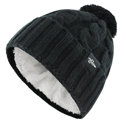 Fear0 NJ Warmest Plush Insulated Lining Knit Cable Cuff Fold Beanie Hat Women image 1
