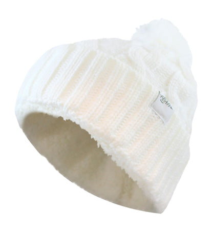 Fear0 NJ Warmest Plush Insulated Lining Knit Cable Cuff Fold Beanie Hat Women image 5