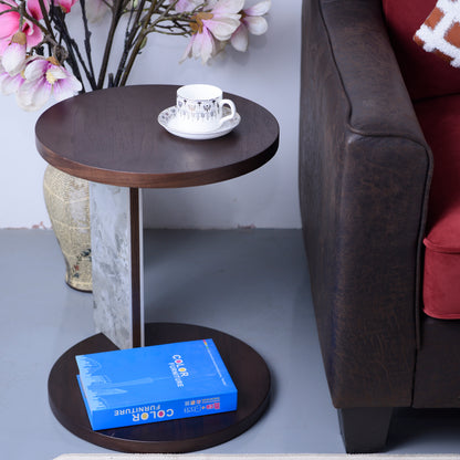 Modern Coffee Table with End Table Set, Durable walnut veneered MDF 83cm diameter Center Table with a 43cm diameter Side Table for Living Room, study room, strong and stable sintered stone legs/base image 8