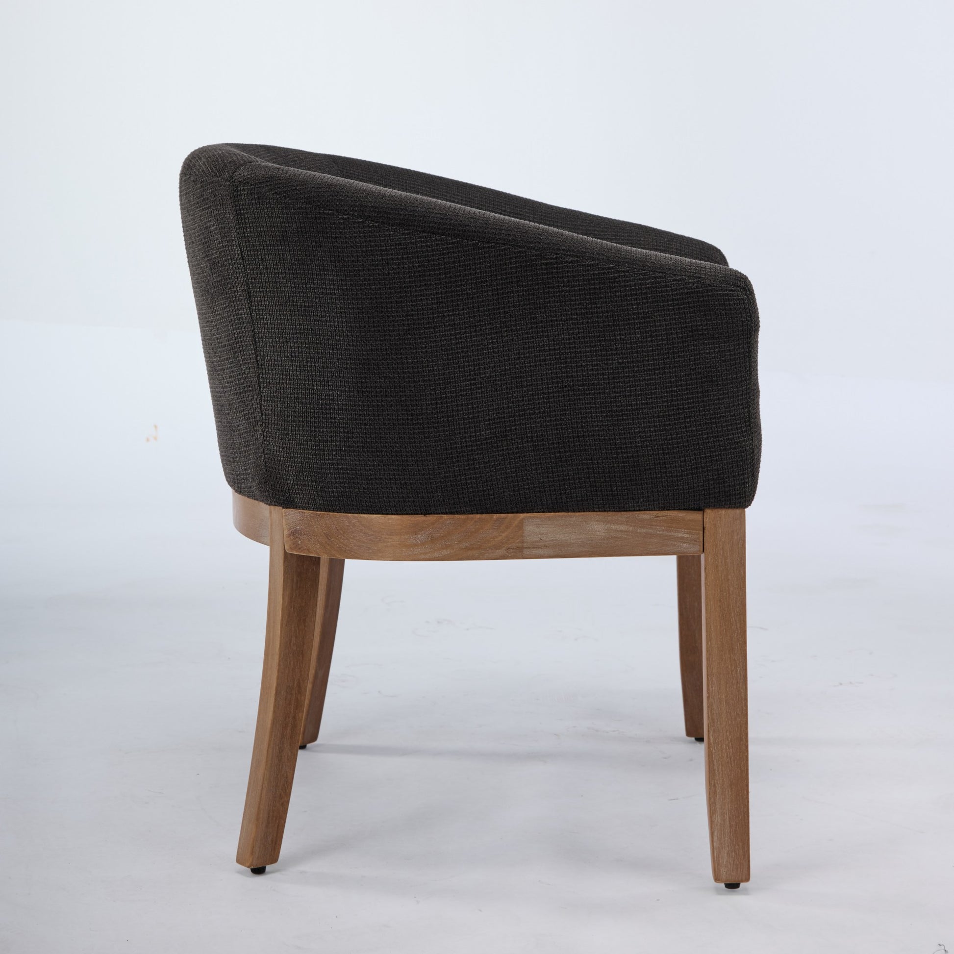 Mid Century Modern Upholstered Barrel Dining Chairs with Arms,Farmhouse Linen Kitchen & Dining Room Chairs with Natural Hardwood Frame, 19" W Accent Chairs,Single Pack,Charcoal Gray,SW1891BK image 5