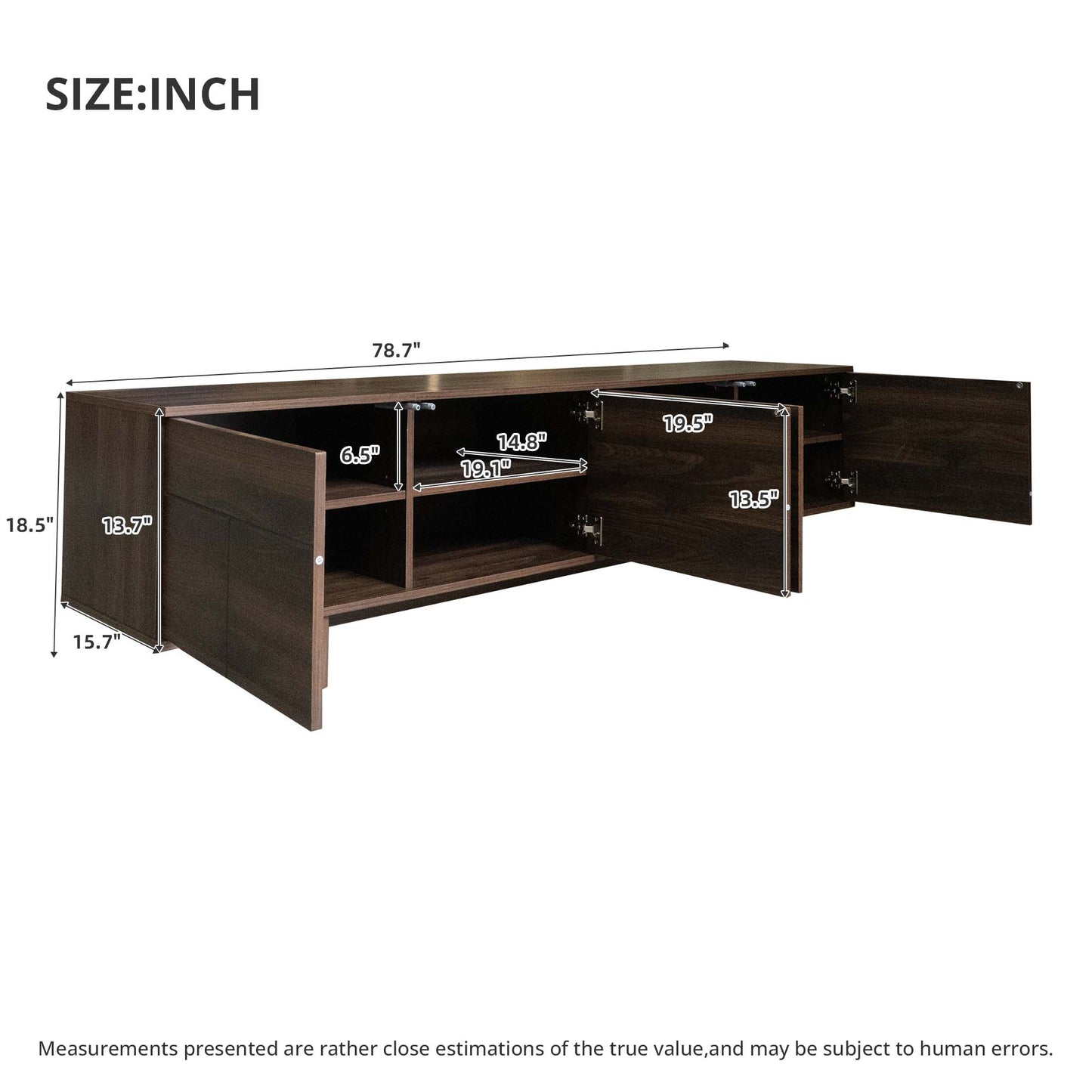 78 inch Modern TV Stand for TVs up to 85", Entertainment Center with with Solid Wood Legs, Cable Management, Push-Openers, Soft-Closing Hinges & Adjustable Shelves for Living Room image 9