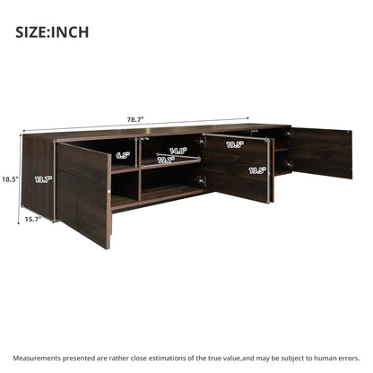 78 inch Modern TV Stand for TVs up to 85", Entertainment Center with with Solid Wood Legs, Cable Management, Push-Openers, Soft-Closing Hinges & Adjustable Shelves for Living Room image 9