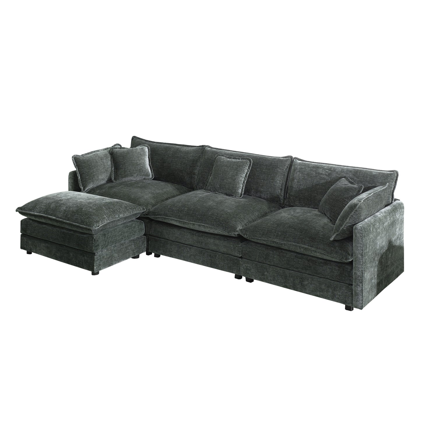 Free Combination Comfy Upholstery Modular Oversized L Shaped Sectional Sofa With Reversible Ottoman, Gray Chenille image 2